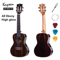 Ukulele 23 26 Inches All Ebony Mini Electric Concert Tenor High Gloss Acoustic Guitar 4 Strings Ukelele Pickup Travel Ukalele