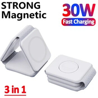 30W Magnetic Wireless Charger Pad Macsafe Foldable for iPhone 14 13 12 Pro Max Apple Watch 8 7 AirPods 3 in 1 Fast Charging Dock