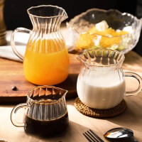 Glass Tea Pitcher Transparent Handle Milk Coffee Cup Heat-Resisting High Borosilicate Glass Coffee Pot Espresso Measuring Cup