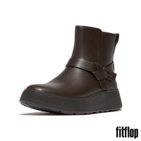 【FitFlop】F-MODE 紐結造型皮革厚底切爾西靴-女(巧克力棕)