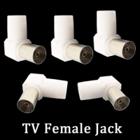 5Pcs White Plastic 90 Degrees TV Female Jack Solder-free RF Coaxial Antenna Connector Right Angle TV Socket Aerial Plug Adapter