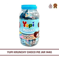 Yupi Mallow Krunchy Choco Pie jar Kemasan Toples marshmallow 144 Gram 18pcs Rasa Enak Untuk Cemilan 