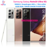 Samsung Galaxy Note 20 Ultra Note20 N986U1 128GB/512GB 12GB RAM Octa Core Snapdragon 865+ 6.9" 108MP eSim Original 5G Cell Phone
