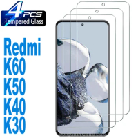 2/4Pcs Tempered Glass For Xiaomi Redmi K60 Pro E K50 K40 K30 Screen Protector Glass Film