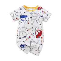 colorland棉質短袖包屁衣 寶寶連身衣 紅藍小汽車款嬰兒服
