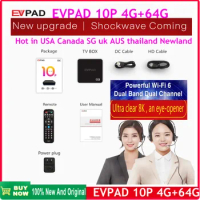2024 new arrival korea Japan EVPAD 10P 4+64GB 8k smart tv box wifi6 hot in USA Canada SG uk AUS thailand Newland PK UBOX10