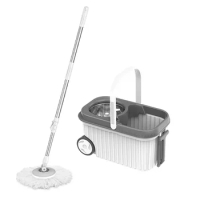 Lazy Mop With Spin Bucket Roller Bucket Household Hand-free Floor Washing Cotton Yarn Head Absorbent Mop Cleaning Tools