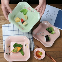 景德鎮陶瓷方形深盤日式家用飯菜盤子創意釉下彩湯盤牛排碟子餐具