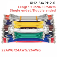 100PCS XH2.54MM single and double ended spring connector plug 100/200/300/500mm terminal UL1007 electronic color wire