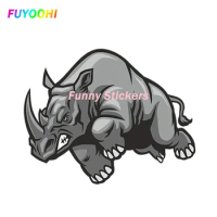FUYOOHI Exterior/Protection Funny Stickers Decor Motorcycle Decals Angry Rhino Vinyl Decorative Accessories Sunscreen PVC Decal