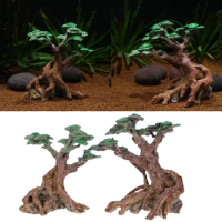 Aquarium Decoration Bonsai Trees Ornaments for FishTank Interior Driftwood Tree Stump Realistic Rockery B03E