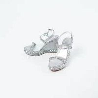 Sandal CHRISTIAN LOUBOUTIN PYRACLOU 11CM SILVER SPIKE WEDGES 100% ORIGINAL Size 36