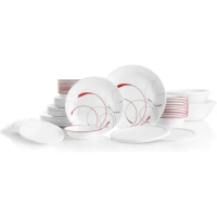 Corelle Vitrelle 78-Piece Service for 12 Dinnerware Set Triple Layer Glass and Chip Resistant Lightweight Round Plates