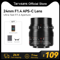 7artisans 24mm F1.4 APS-C Manual Large Aperture Prime Lens For Sony E ZVE10 Canon EOS-M Canon RF FUJIFX Micro 4/3 Nikon Z Z50