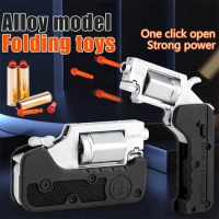 2024 New Alloy Revolver Switch Toy Gun Pistol Foldable Soft Bullet Shell Ejection Blaster Launcher for Boys Gifts Toys