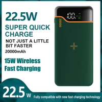 Wireless Power Bank 20000mAh 15W Wireless Fast Charging Portable Powerbank for Samsung Xiaomi External Auxiliary Battery