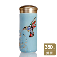 乾唐軒活瓷 | 蜂鳥隨身杯 / 大 / 雙層 / 3色 350ml-淺水藍彩金
