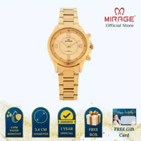 Mirage Jam Tangan Wanita Analog 8788 L Gold Original Stainless Plat Gold
