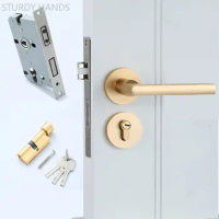 High-quality Mute Magnetic Suction Lock Modern Aluminum Alloy Bedroom Door Lock Indoor Door Handle Lockset Household Hardware