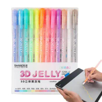 Gel Pens For Coloring Gelly Roll Gel Pens 3D Glossy Jelly Ink Pen Fluorescent Gel Pens For Writing Painting Journaling Notes