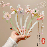 Children's new Chinese hairpin Girls' ancient hair tassel step hairpin Girls' jade hairpin National