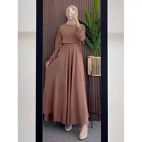 Baju Zahra Vest Gamis Dress Wanita Crinkle Airflow Mocca