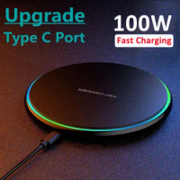 100W Wireless Charger Pad for iPhone 15 14 13 12 Pro Max Samsung S21 S20 S10 S9 Xiaomi Induction Fast Charging Docking Station