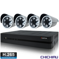 【CHICHIAU】H.265 8路5MP台製iCATCH數位高清遠端監控錄影主機(含高清1080P SONY 200萬畫素6陣列燈監視器攝影機x4)
