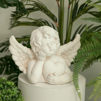 【YU Living 信歐傢居】歐式仿古丘比特小天使造型擺飾 花園庭院 婚慶擺臺 拍攝道具 裝飾擺件(白色)