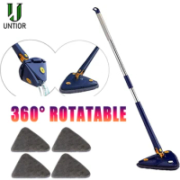 Telescopic Triangle Mop 360° Rotatable Spin Cleaning Mop Adjustable Squeeze Wet and Dry Use Water Absorption Home Floor Tools