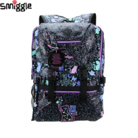Australia Smiggle Original High Quality Children's School Bag Kawaii Girls Backpack Beautiful Black Starry Cat 18 Inch Kids Bags