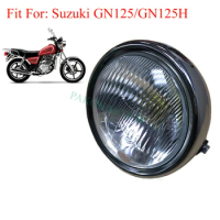 Motorcycle Modified Headlight for Suzuki Haojue Lifan GN125 GN150 GN125H HJ125-8 Front Lamp Chromed Metal Oxygen-Bulb Head Light