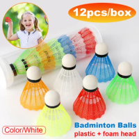 12pcs Badminton Colorful and White Shuttlecocks Foam Ball Head Plastic Lightweight Badminton Outdoor Family Movement Supplies