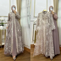 Amora Dress Kondangan Pesta Elegant Mewah Simple Wanita Remaja Dewasa Cantik Bahan Ceruty Babydoll M