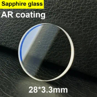Flat 28*3.3mm Sapphire Crystal AR Coating For SKX013 SKX015 Blue/Red/Clear Watch Glass Replacement Mod Part