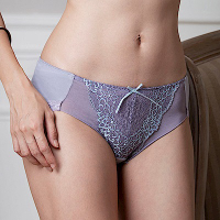 摩奇X-美麗系列 M-3L 中腰三角內褲(紫)修飾包臀-透氣蕾絲