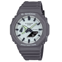CASIO卡西歐 G-SHOCK 黑暗空間 散發光芒 酷炫設計雙顯錶款 灰 GA-2100HD-8A_45.4mm