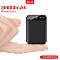 Portable 30000mAh Power Bank Mini 2 USB LCD Digital Display Fast Charging External Battery Powerbank