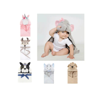 【Hudson Baby】純棉嬰幼兒童動物造型連帽浴巾(毛巾海灘巾毯子包巾)