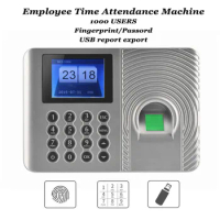 1000 Users Office Biometric Fingerprint Time Attendance Machine Code USB disk Excel export Empolyee 