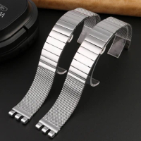 Stainless steel watchband for Swatch precision steel wristband YCS443G strap concave convex interface accessories 19mm 20mm 21mm