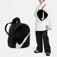 Nike 包包 NSW Futura 365 Faux Fur 兒童款 小包 黑 白 大勾 毛茸茸 後背包 FB3049-010