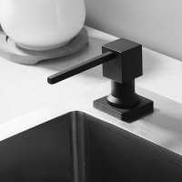 Black/Brushed Square Head Soap Dispenser Brass Kitchen Liquid Soap Sink Dishwashing Detergent Large Capacity Dishpan Hand Press