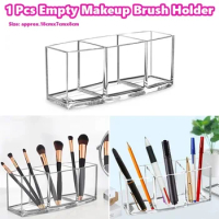 1 Pc Empty Transparent 3 Slot Makeup Brush Holder Desktop Cosmetic Pen Organizer Case Storage Box