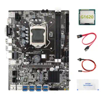 B75 ETH Mining Motherboard 8XPCIE To USB+G1620 CPU+SATA Cable+Switch Cable+Thermal Grease LGA1155 Miner Motherboard