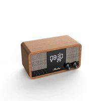 復古藍牙喇叭木質家用FM收音機時鐘鬧鐘音響藍牙重低音炮