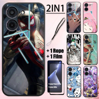 เคส 2 in 1 สำหรับ Tecno Pova 5 Pro เคสซิลิโคนนิ่มพร้อมฟิล์มกันรอยเซรามิก