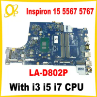 BAL21 LA-D802P Mainboard for Dell Inspiron 15 5567 5767 Laptop Mainboard with i3 i5 i7 CPU DDR4 Fully tested