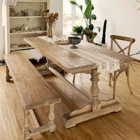 桌子 法式做舊餐桌美式復古實木會議桌長桌照花藝培訓桌洽談桌子
