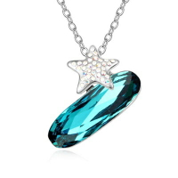 925純銀項鍊 水晶吊墜-鑲鑽星星時尚簡約生日情人節禮物女飾品4色73ju345【獨家進口】【米蘭精品】